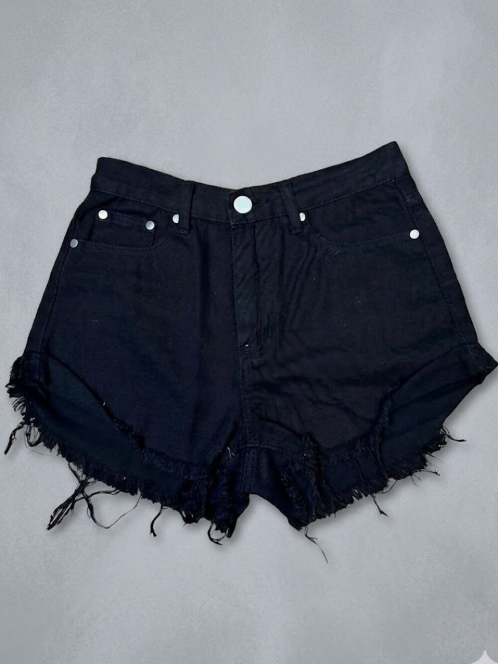 Princess Polly Size 4 Black High Rise Distressed Cutoff Jean Shorts Festival Y2K